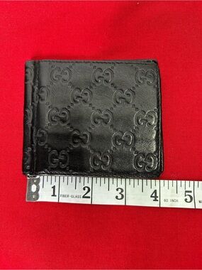 Gucci Black Wallet Embossed GG Leather Money Clip